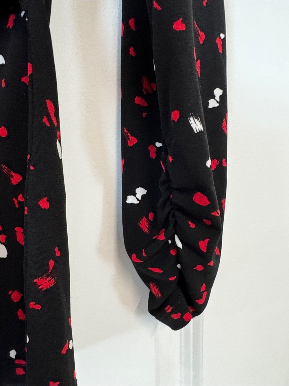 DKNY Black Wrap-Style Top with Red & White Petal Print - Picture 4 of 5